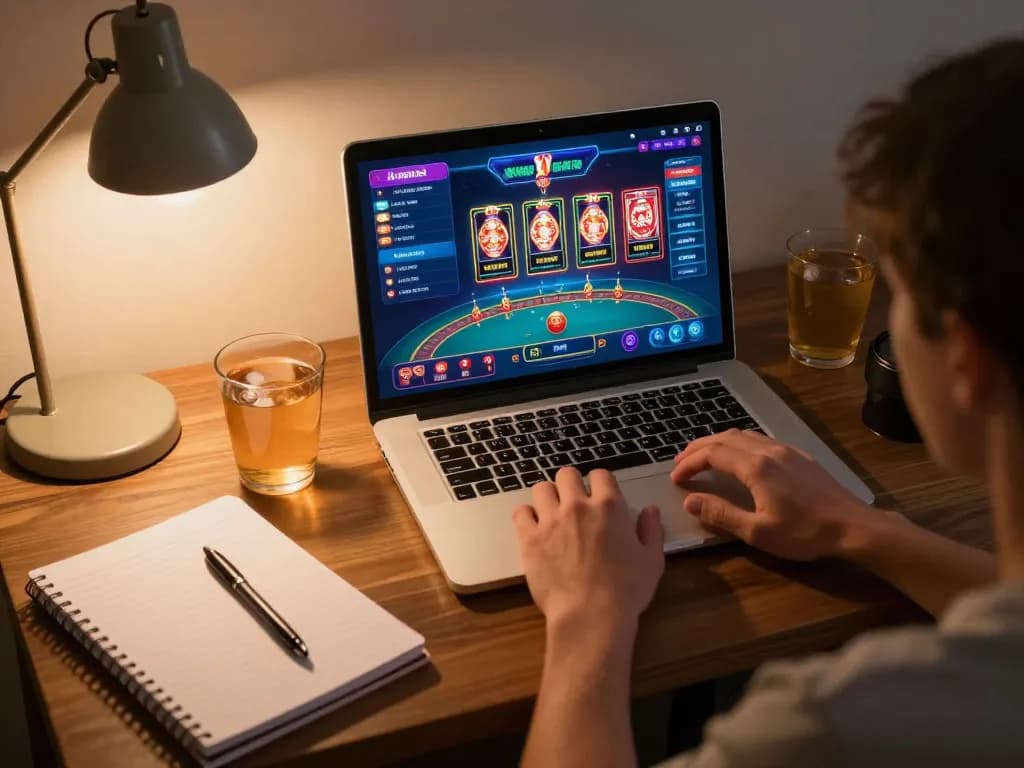 ee88 player experiencing an engaging online casino session with vibrant game display and cozy atmosphere
