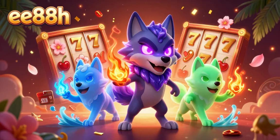 Engage with the exhilarating slots and animated wolves in the vibrant world of ee88h, featuring vivid casino elements.