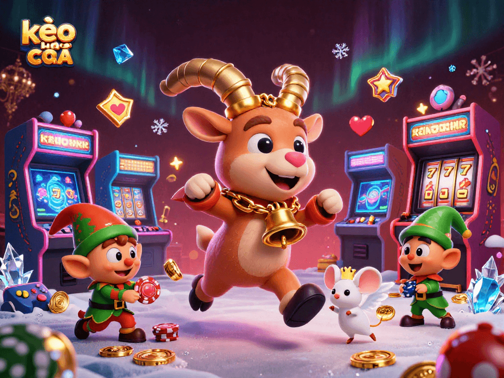 Experience the captivating kèo nhà cái scene with a Krampus goat at the casino, full of dynamic gaming elements.