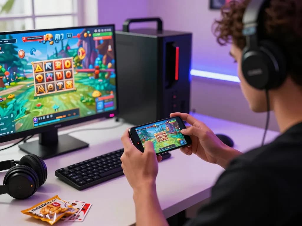Tải game Hitclub while immersed in a colorful gaming environment on smartphone with vibrant visuals.