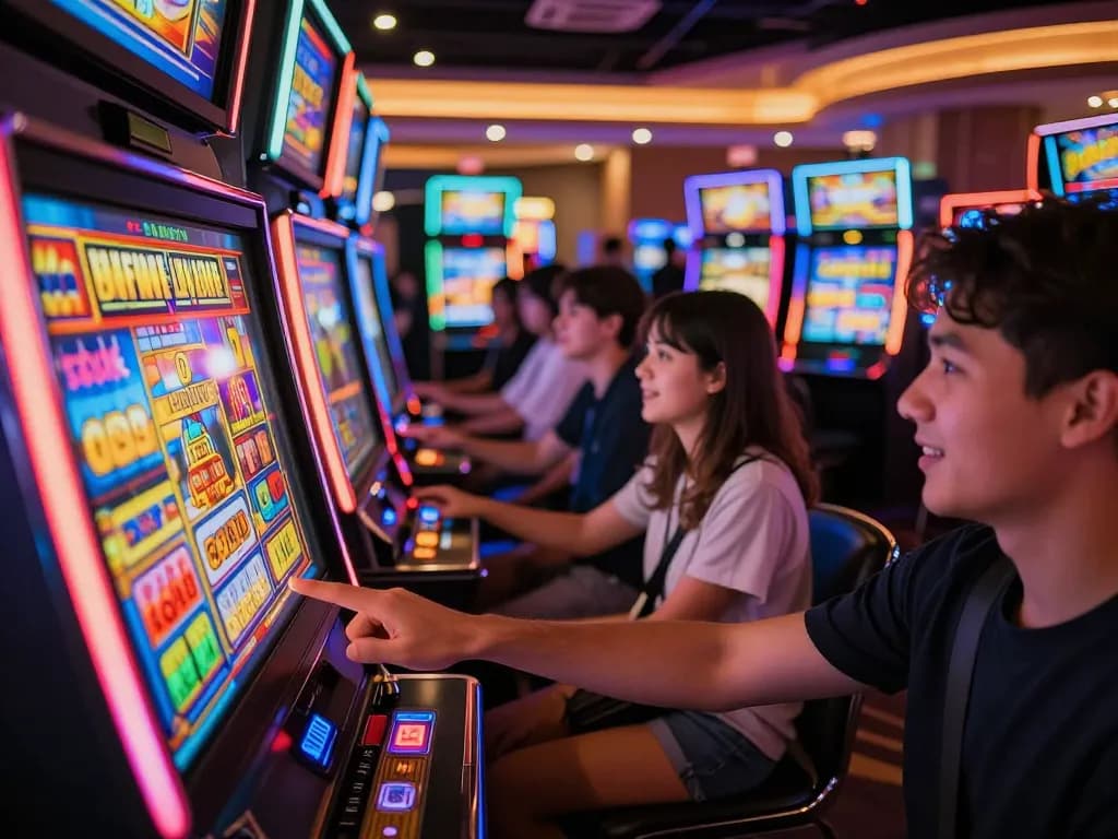 Slot Malaysia gaming excitement captured as players engage with vibrant slot machines.