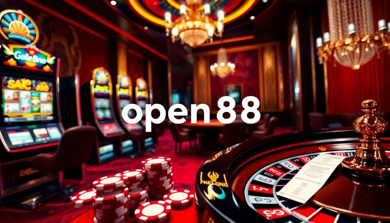 Experience high-stakes gaming at open88 with vibrant poker tables and exciting slot machines.