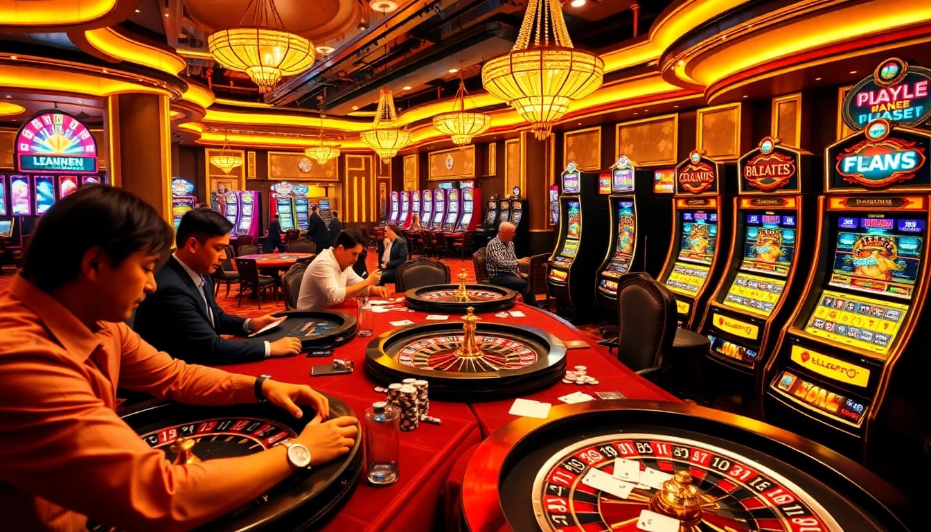 Experience thrilling gameplay at KP88 with vibrant casino tables and lively players.