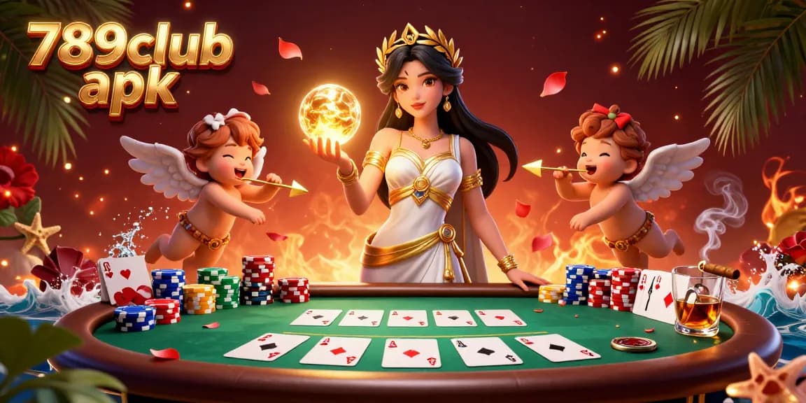Experience thrilling gameplay with 789club apk featuring vivid illustrations of poker action, charming characters, and dynamic casino elements.