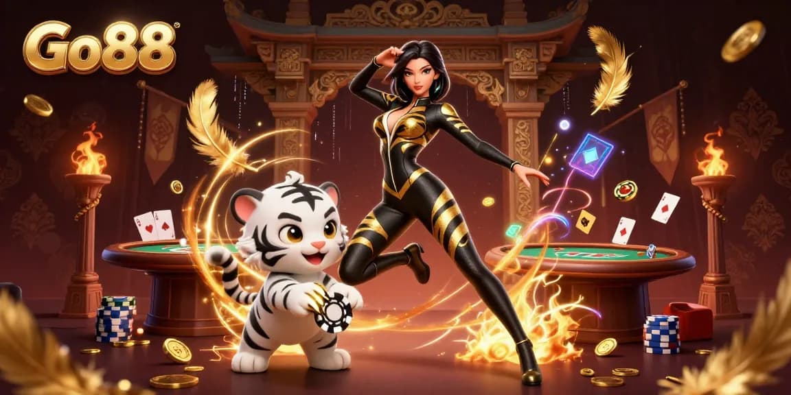 Experience the thrill of Go88 with a captivating 3D illustration showcasing dynamic casino action.