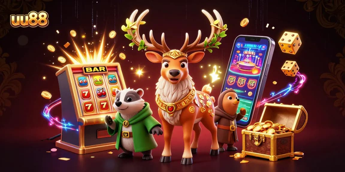 Spin and win at uu88 with a vibrant gaming scene full of joy and excitement.