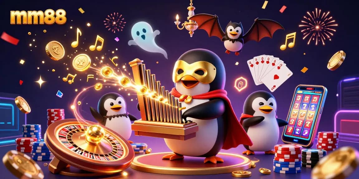 Experience thrilling gameplay at mm88 with a vibrant scene filled with golden coins and casino elements.