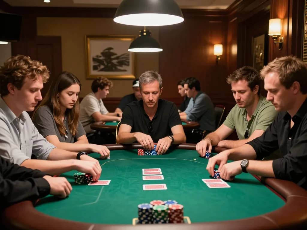 Players engaged in a thrilling poker game at ngiyaw-ebooks tournament, showcasing strategy and excitement.