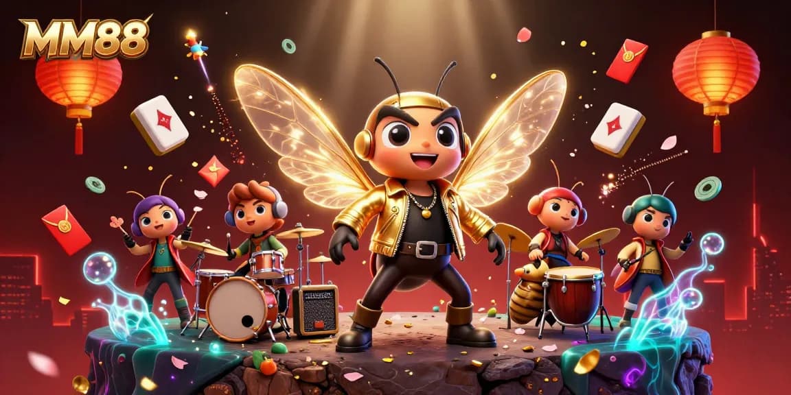 Experience the excitement of MM88 and vibrant casino gameplay in this colorful 3D illustration.