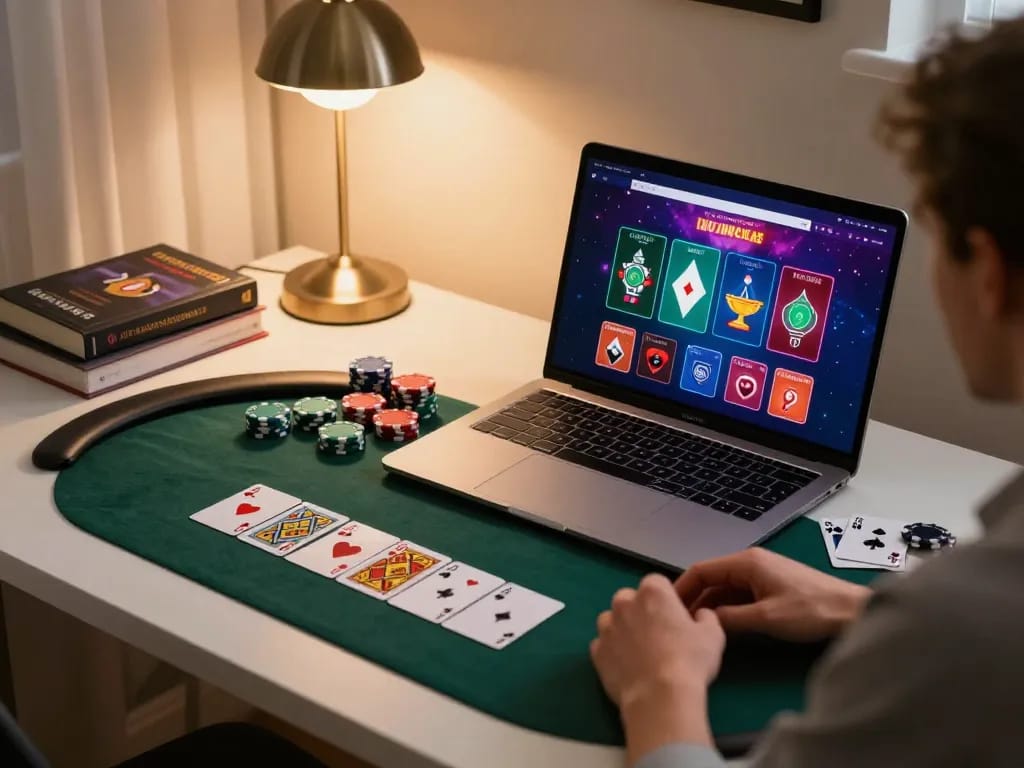 Player strategizing on sc88bn's online casino interface with vibrant playing cards