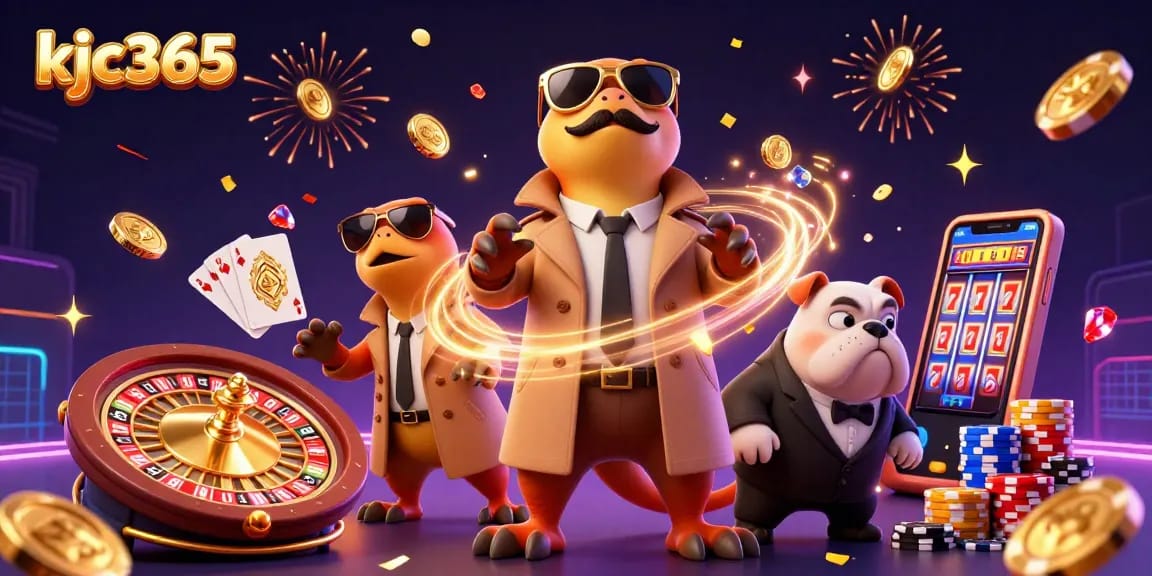 Engage with thrilling gaming excitement at kjc365 featuring raptors in a trench coat entering a VIP casino.