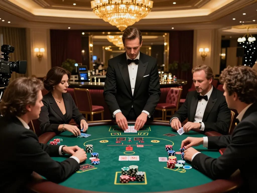Engaging blackjack table scene at MM88 casino with players strategizing and vibrant chips visible.