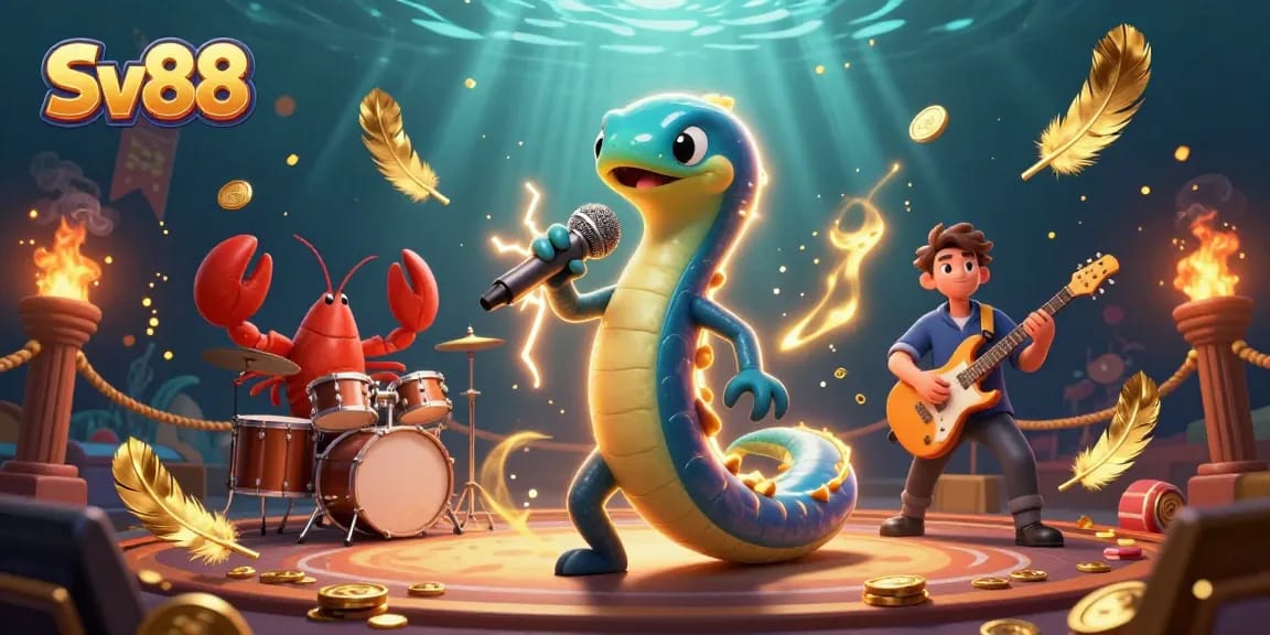 Sv88 showcases an underwater casino with an electric eel DJ, enhancing the gambling experience.