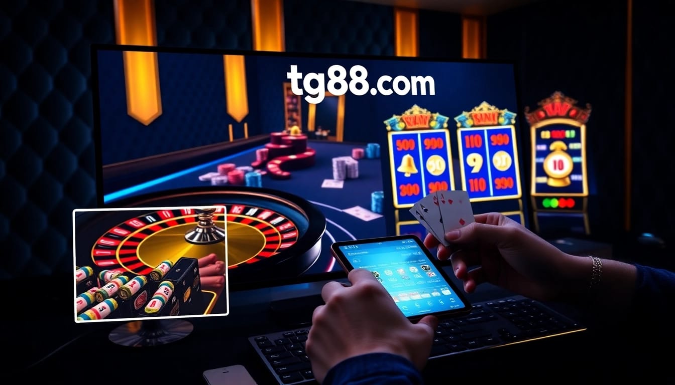 Placing strategic bets at a tg88.com live roulette table with vibrant chips and cards