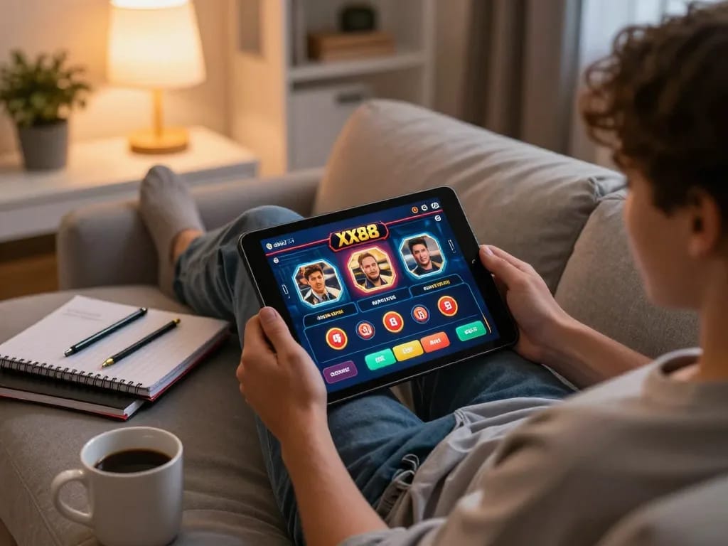 Experience exciting online gaming at XX88 with a cozy home setup.