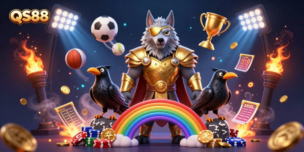 Join the excitement with QS88 as Odin and his ravens celebrate online gambling adventures