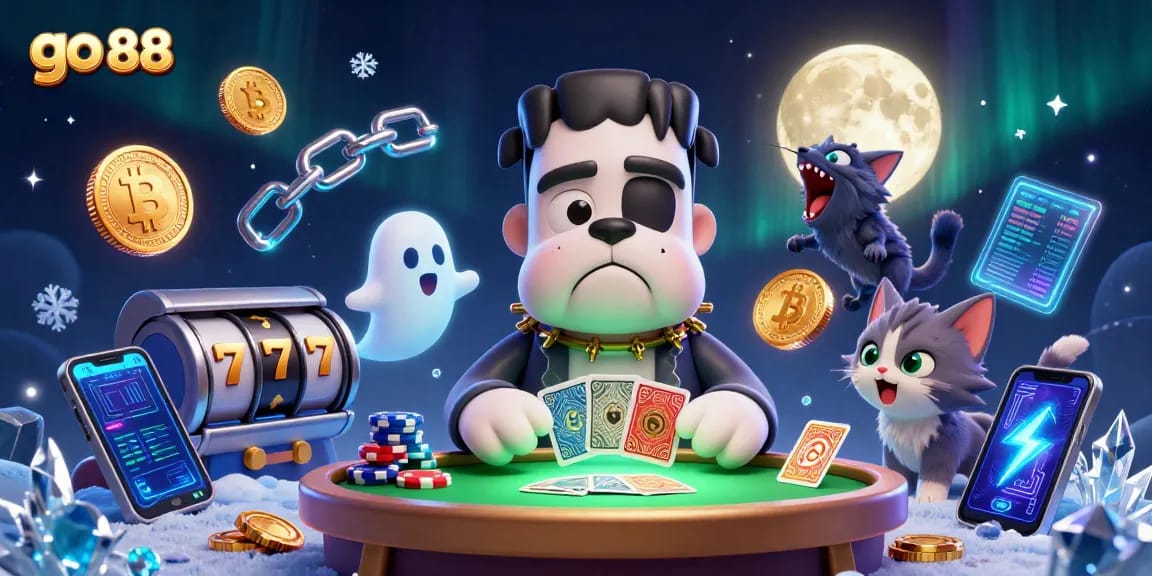 Experience thrilling gaming with go 88 as the bulldog dealer handles cards at a vibrant casino table.