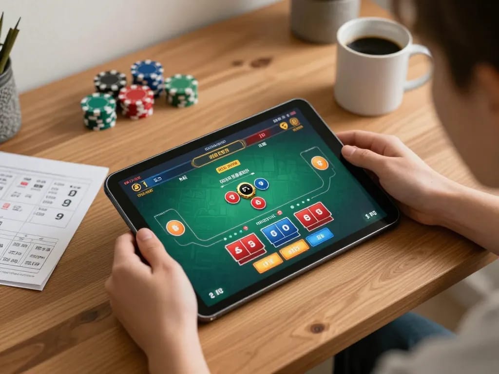 Engaging gameplay on rik vip tablet, showcasing interactive poker action and personal strategy notes