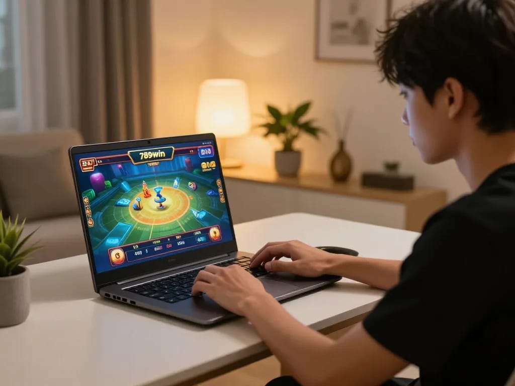Engaging gameplay on 789winpen displayed on a laptop during a home gaming session.