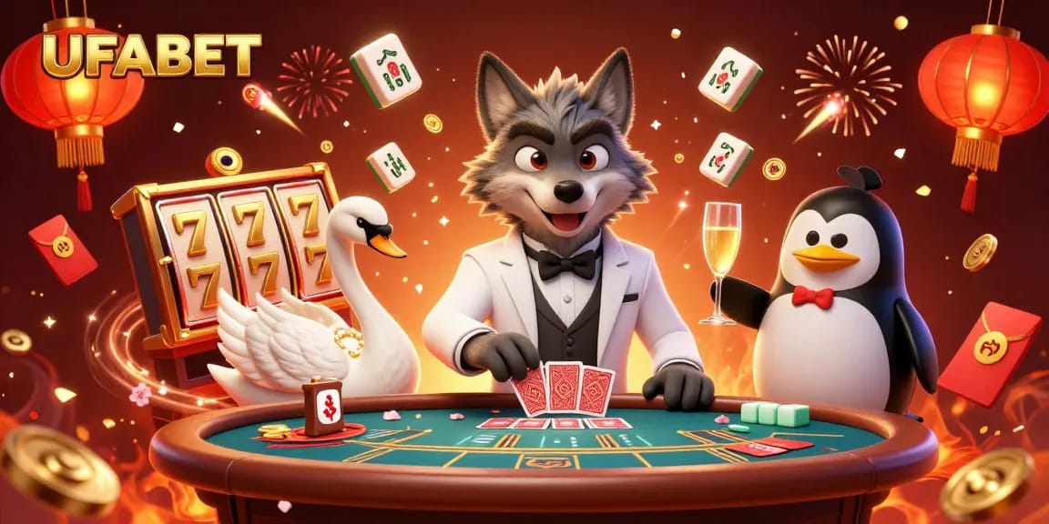 Experience thrilling wins at UFABET with a captivating casino scene featuring spectacular characters and elements.