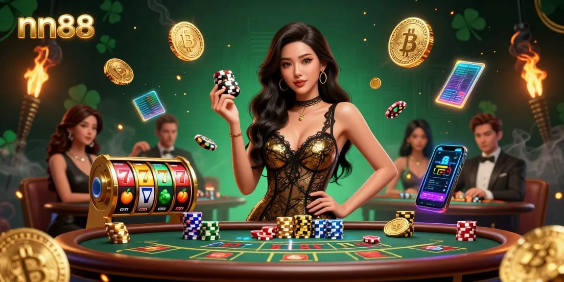 Experience high-stakes gaming at nn88 with vibrant casino elements and exciting 3D visuals.
