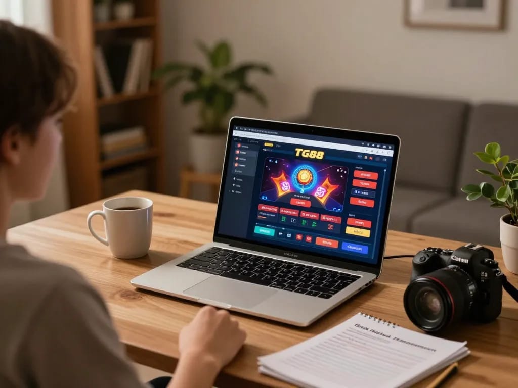 Player engaging in TG88 casino games at home, emphasizing strategic and responsible gambling practices.