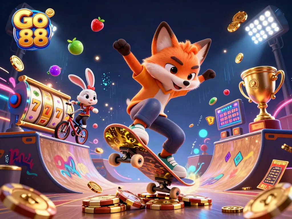 Experience thrilling gameplay at Go 88, featuring dynamic casino action with vibrant characters.
