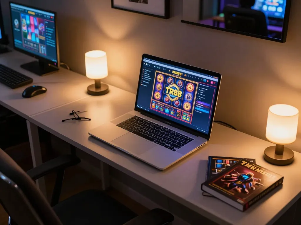 Engaged in strategic gameplay at TR88 online casino, showcasing vibrant slot games