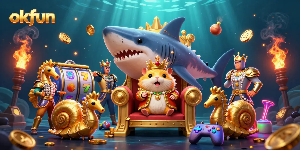 Experience exciting casino games at okfun with vibrant slot machine visuals and royal characters.
