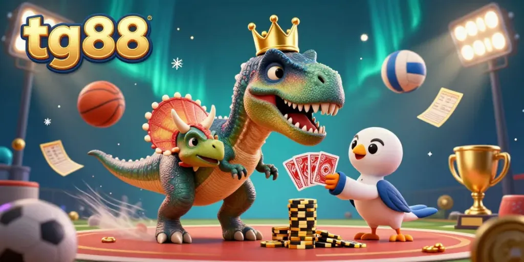 Engage in thrilling gameplay at tg88 with casino favorites, surrounded by colorful game elements.