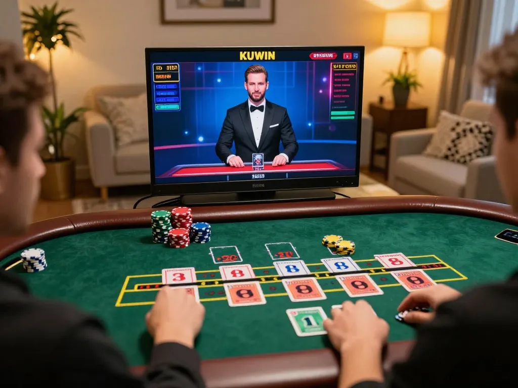 Kuwin online player engaging with live Baccarat game, showcasing dynamic and exciting gameplay.