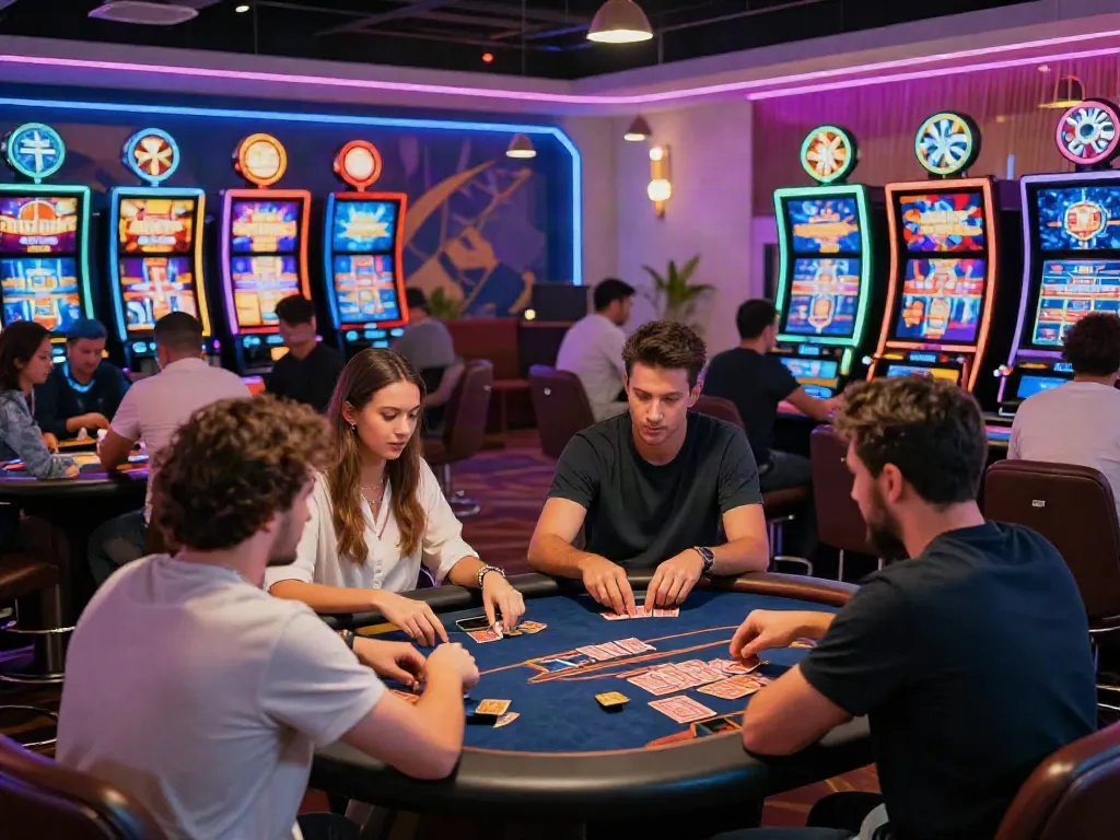 Casinos not on Gamstop UK featuring diverse players at vibrant gaming tables.
