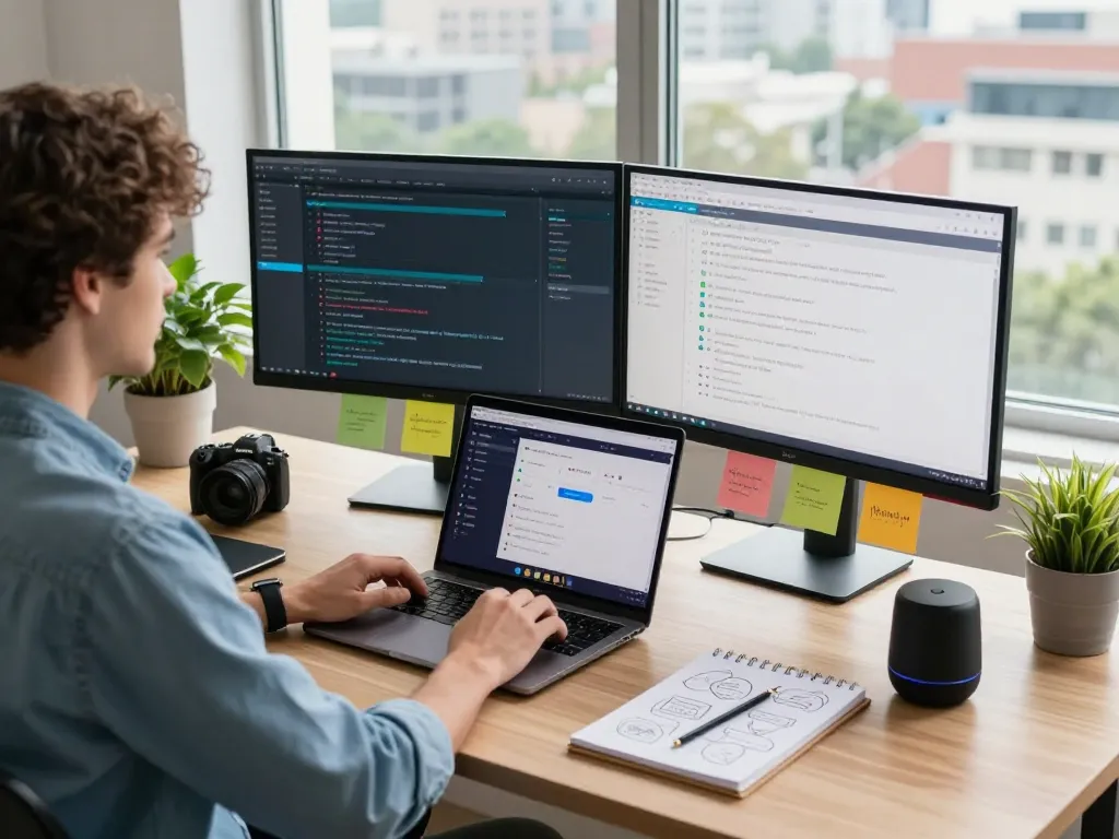 MoltBot AI in a modern workspace, showcasing task automation and organization in a tech-driven environment.