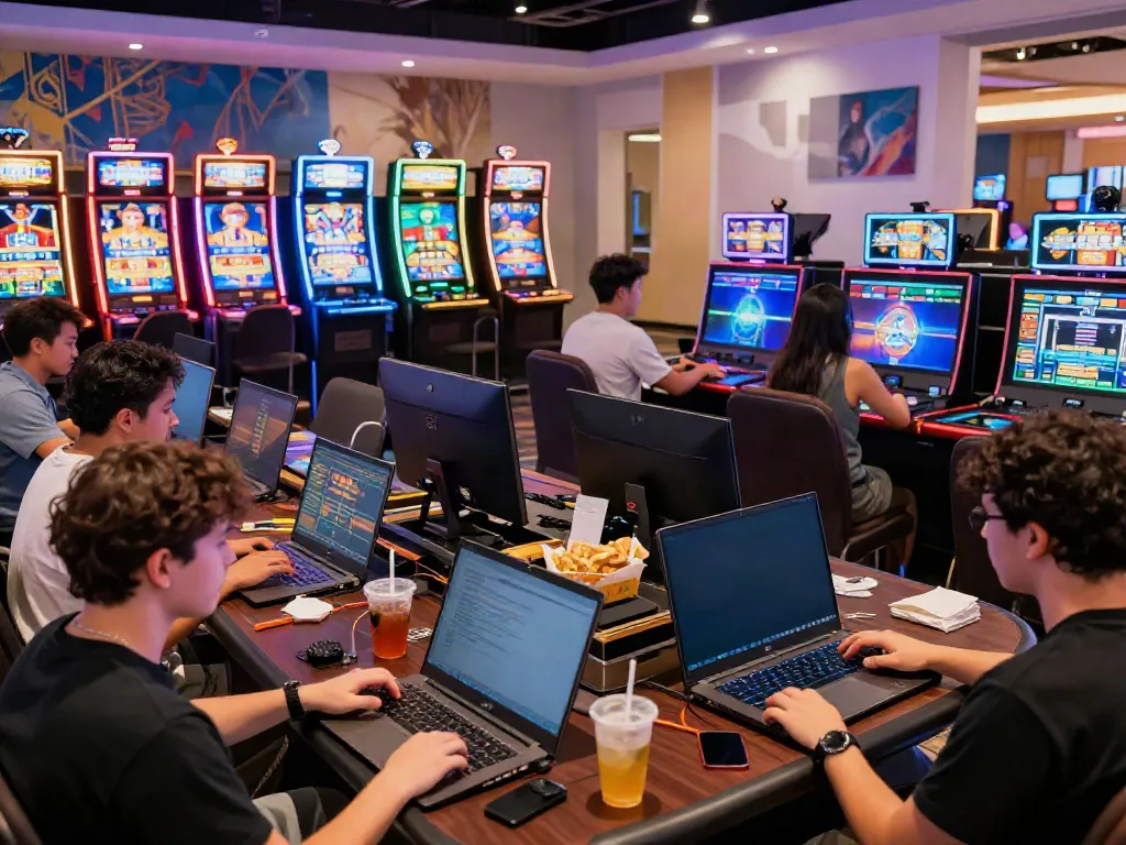 Players enjoying casinos not on Gamstop UK in a lively online gaming environment