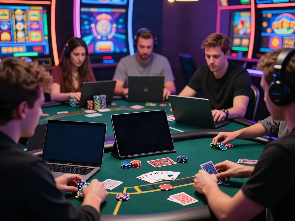 Players enjoying casinos not on gamstop uk at vibrant online gaming tables with exciting graphics.