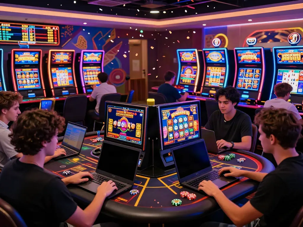 Dynamic gaming scene at casinos not on gamstop uk showcasing diverse players engaging and winning.