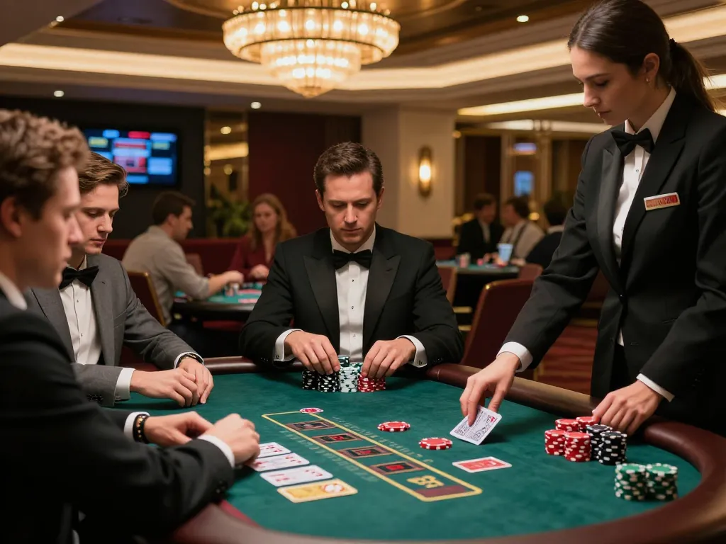 Players strategizing at the 98win1 blackjack table, showcasing an engaging casino atmosphere