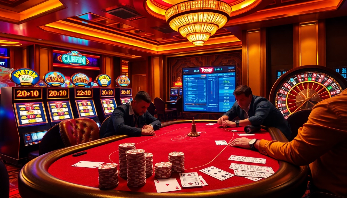 Experience the thrill of winning at https://tg88.black/ with a high-stakes poker table and vibrant casino elements.