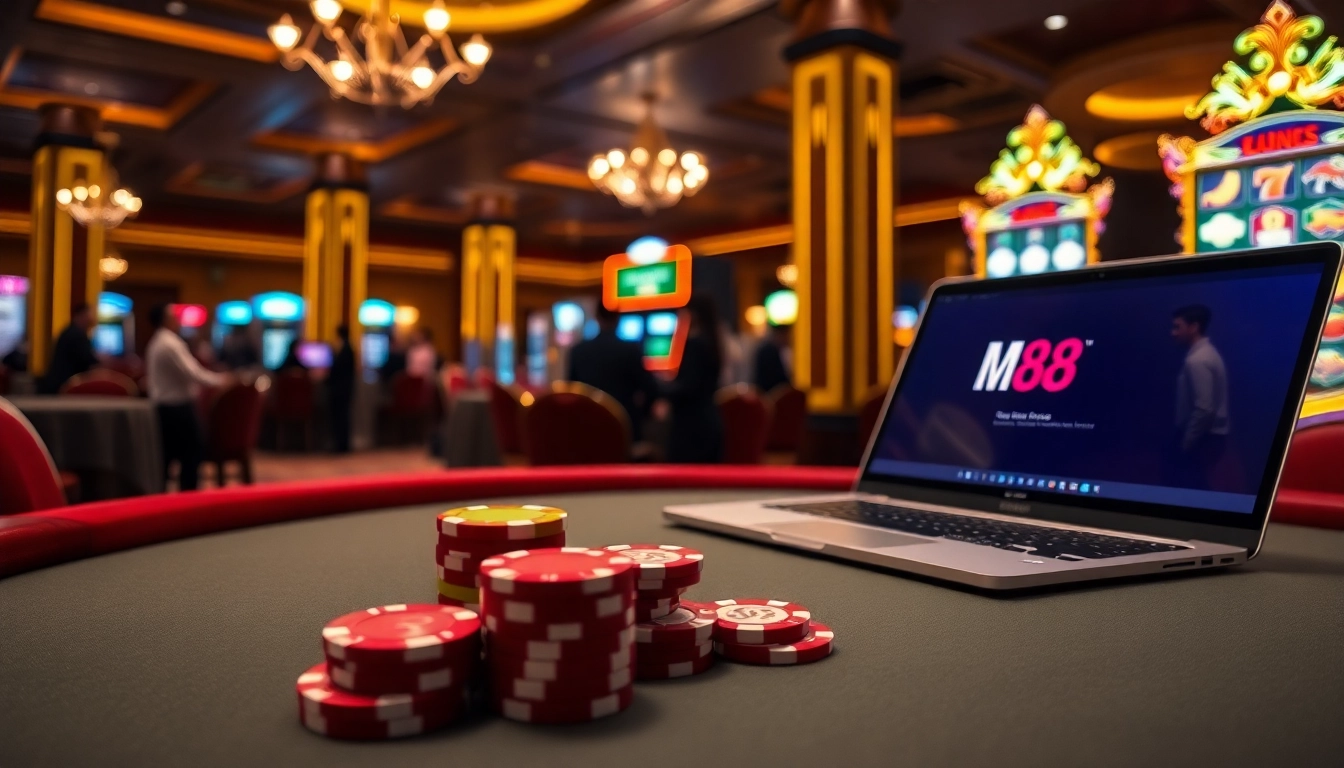 Experience the thrill of mm 88 with vibrant poker chips and sleek casino visuals.