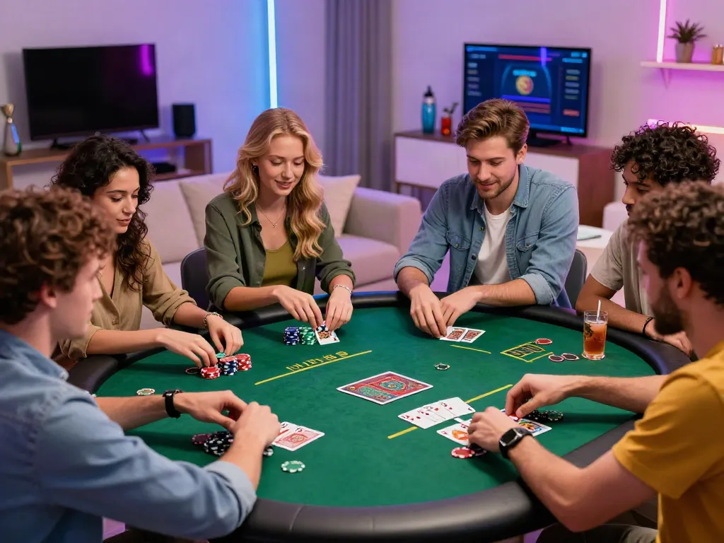 Friends enjoying casinos not on gamstop uk with modern gaming setup and vibrant atmosphere.