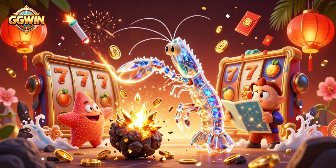 Experience thrilling slots action with GGWIN, featuring vibrant golden coins and dynamic gameplay elements.