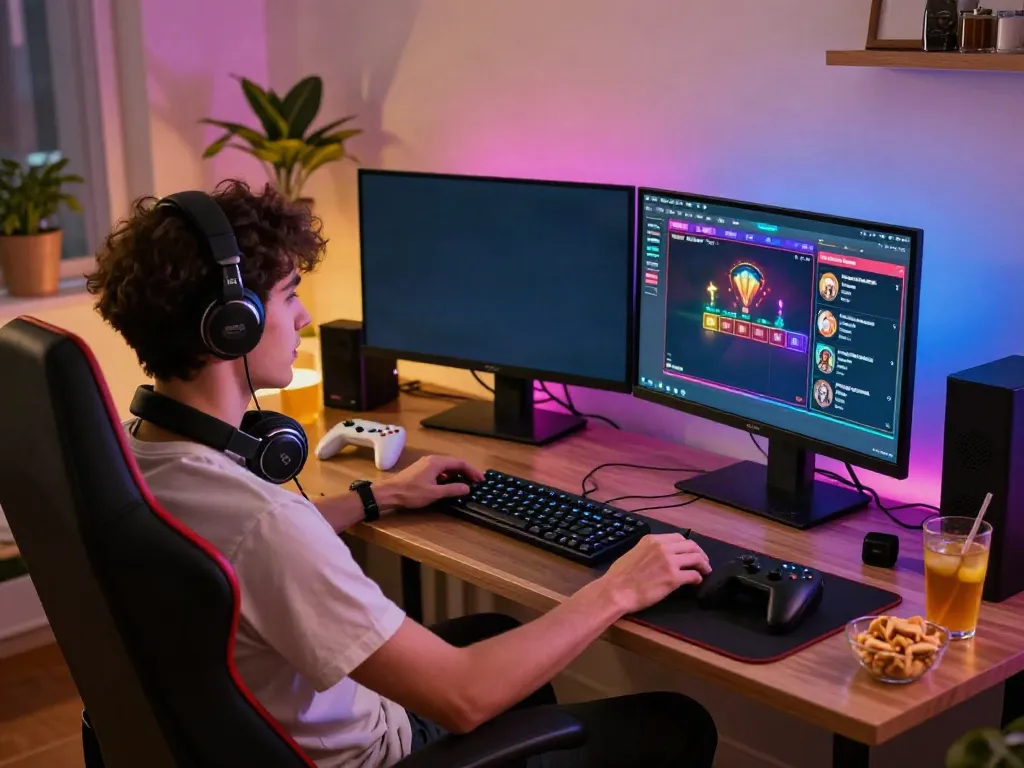 Gamer enjoying lively games at online casinos not on gamstop uk in a cozy setting.