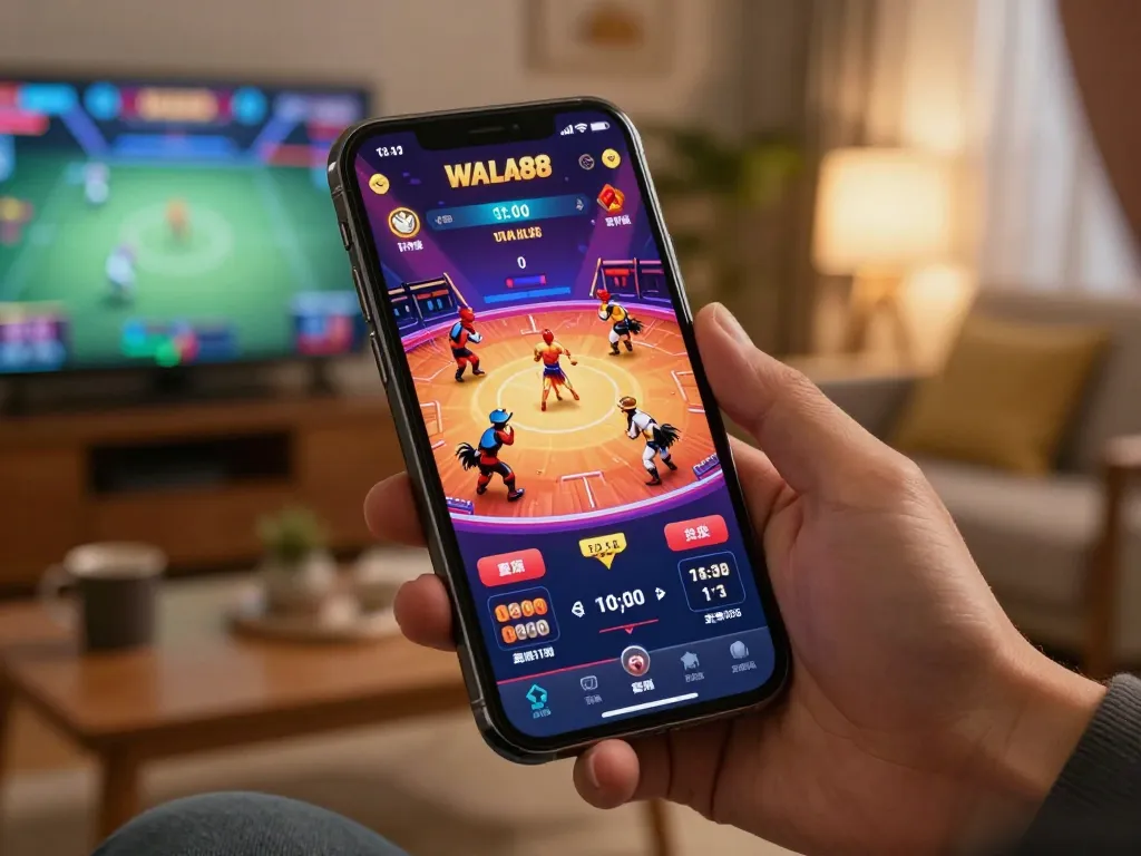 Engaging live betting action of đá ga cp4 wala88 on mobile device, showcasing real-time cockfighting excitement.