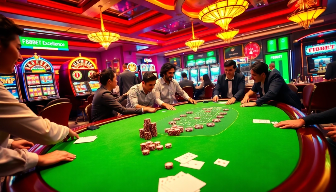 Experience the thrill of gambling at F8BET trang chủ with vibrant poker action and luxurious casino ambiance.