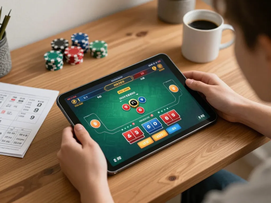 Engaging gameplay on rik vip tablet, showcasing interactive poker action and personal strategy notes