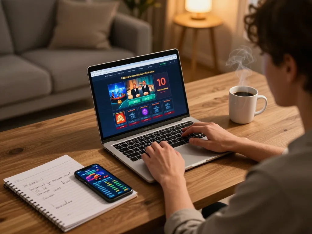 Engaging in online gambling at trang chủ alo8 with strategic planning in a cozy home setting.