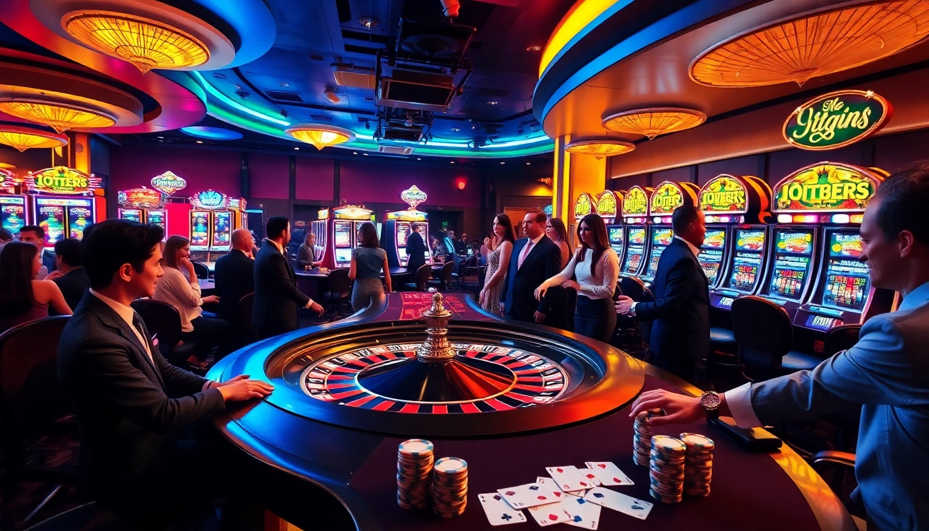 A lively casino scene with players at the 65A roulette table, showcasing excitement and luxury.