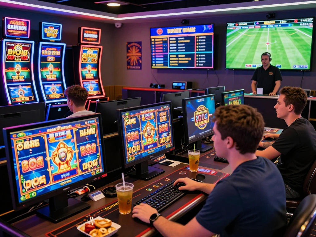 Engaged players exploring casinos not on gamstop online, showcasing diverse games and vibrant atmosphere.