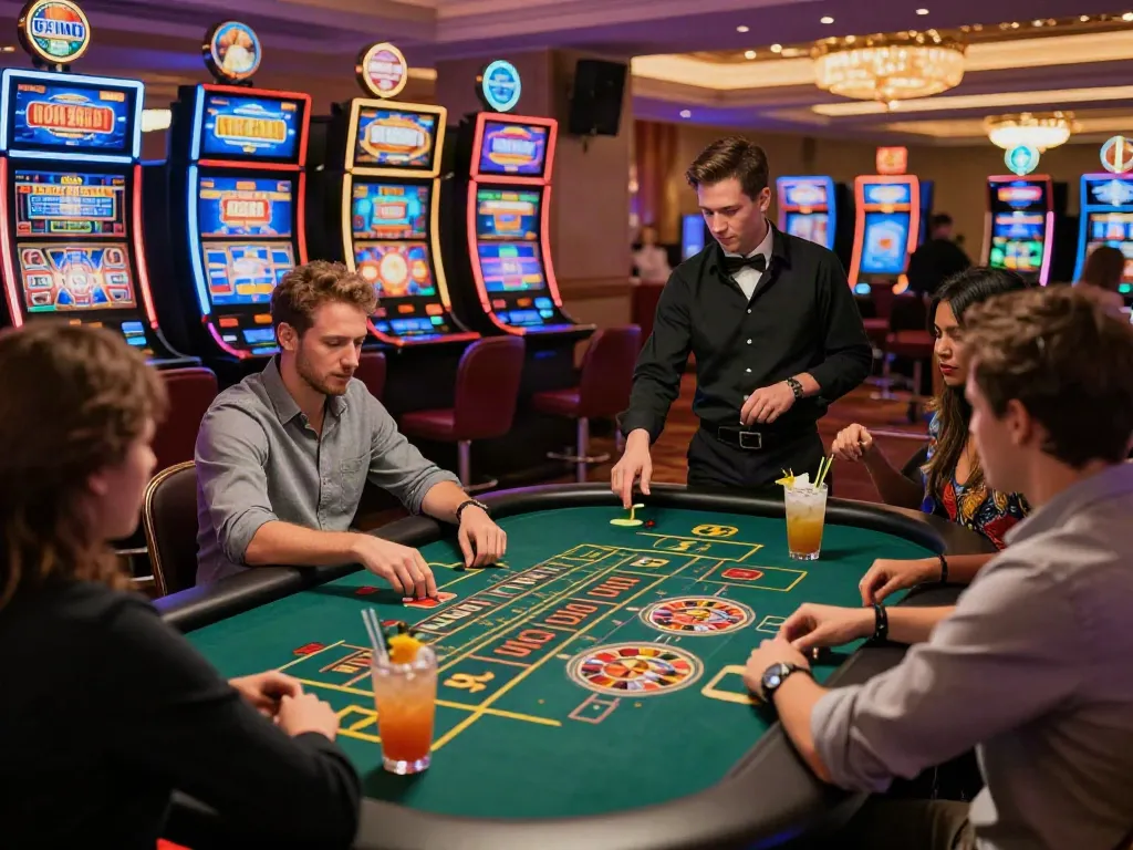 Exciting casino scene highlighting players enjoying games at casinos not on Gamstop UK.