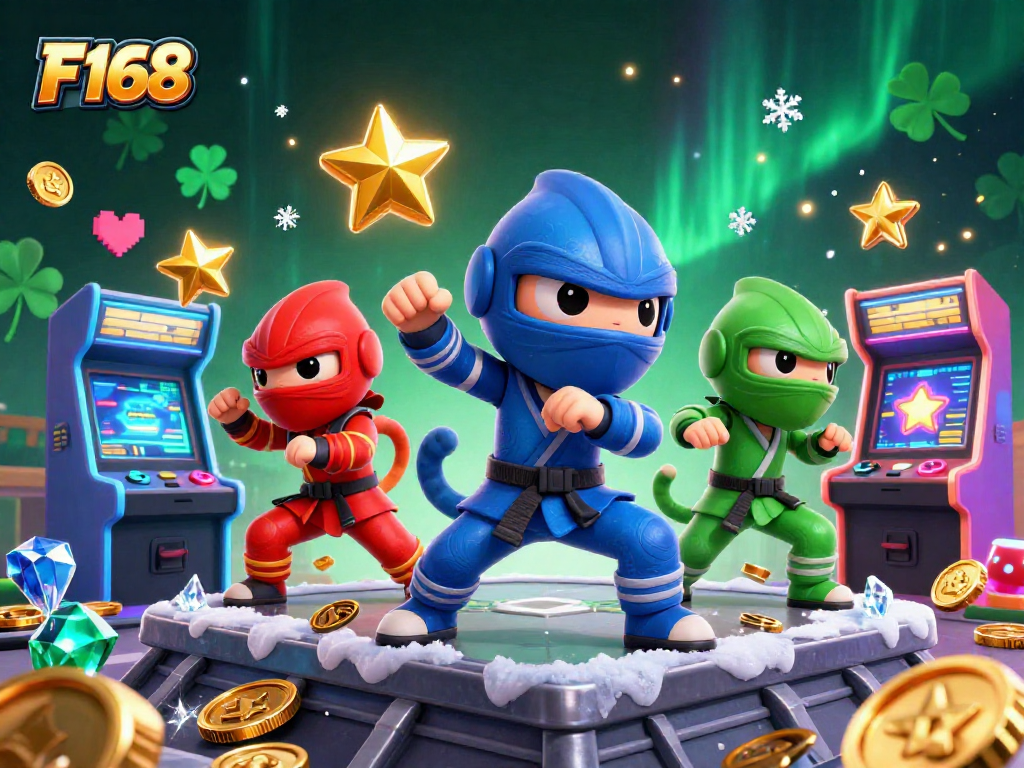 Experience thrilling F168 action with chameleons battling in a colorful casino world.